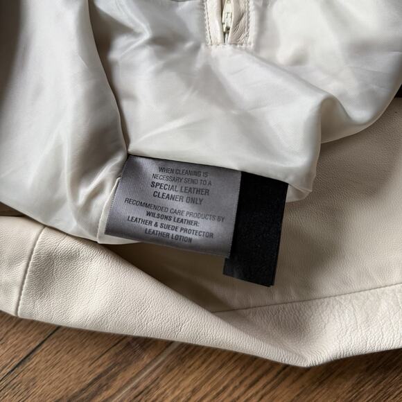 Vintage Wilsons Leather Jacket Genuine Cream Blazer Style Button Front Sz M - Picture 8 of 11